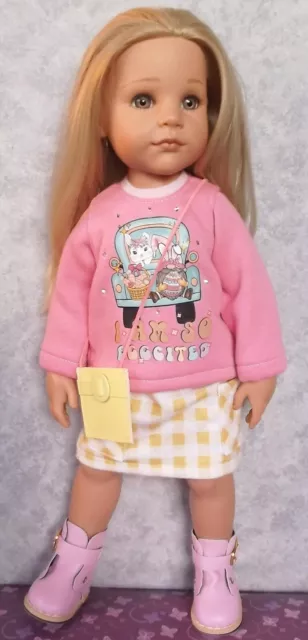 A 3 Piece Easter   Patterned  Pink  Sweater  Set  For  Hannah Gotz Dolls