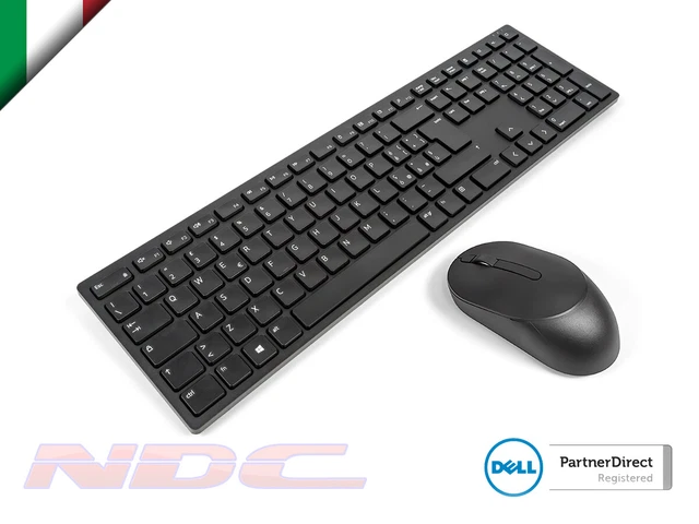 ENSEMBLE COMBINÉ CLAVIER et souris sans fil professionnel noir italien Dell KM5221W (Refurb) EUR
