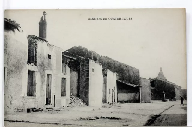 WWI 14/18 FOUR TOWER DESTRUCTION MANDRES GREAT WAR CPA Mi280