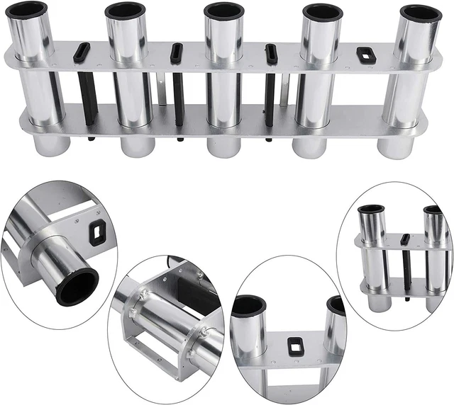 5 Link Tube Fishing Rod Holder Rack Stainless Steel Bracket for Boat/Truck RV