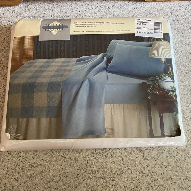 VTG JCPENNEY THE Home Collection No Iron Percale White Full Flat Sheet