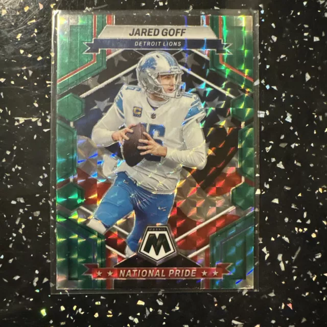 Jared Goff Detroit Löwen Nfl Panini Mosaik 2023 Prizm Grüner Nationalstolz