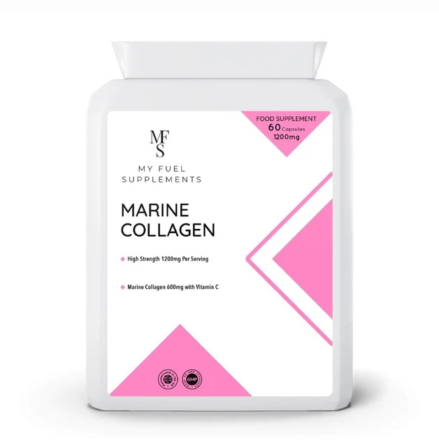 Marine Collagen Supplement 2400mg - 120 Capsules With Hyaluronic Acid And Vitamin C Premium Type 1 Hydrolysed Collagen Tablets For Women And Men High Strength Complex For Skin Bones Joints