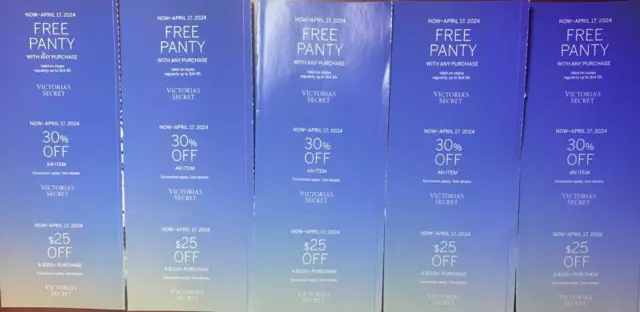 SET OF 5 Victoria Secret Pink Coupon Apr 17 30% off $25 off  100 purchase panty