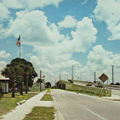 Venice Florida Street Scene Postcard 1971 Inter-Coastal Highway Bridge FL B518