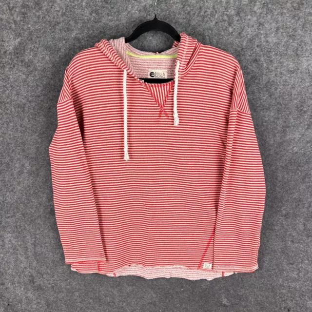 Billabong Sweater Womens Large Red White Striped Hoodie Sweatshirt Beach