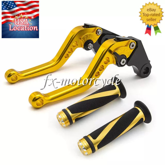 For Yamaha FZR600 Genesis RH 1994-1995 Brake Clutch Levers Grips CNC Short Gold