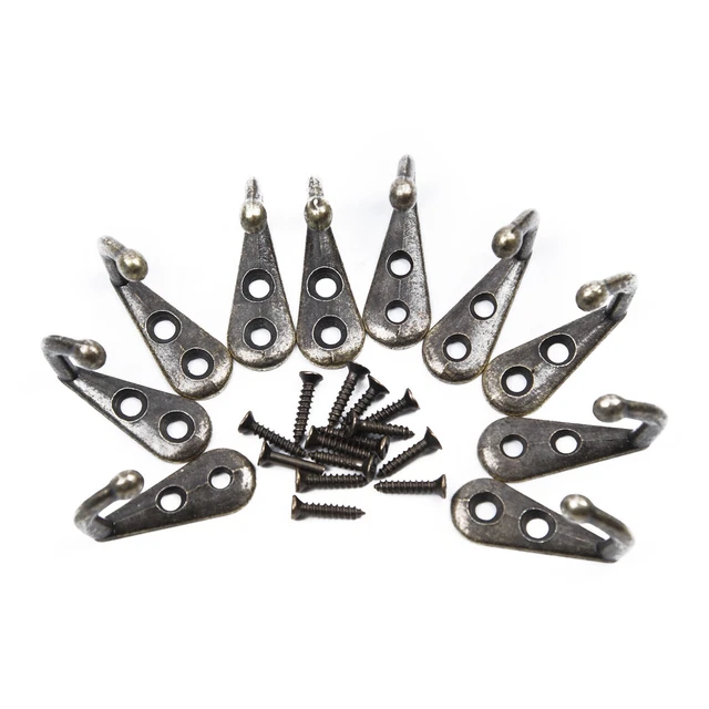 10pcs Wall Door Metal Antique Hooks Hanger for Key Clothes Coat Hat Bags Towel