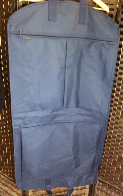 Wally Bags Garment Bag Navy Blue 42 inches with Large Zippered Pockets/Shoe Pkt.