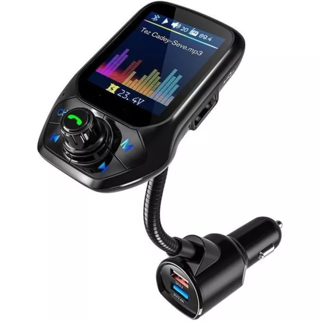 Transmetteur FM Bluetooth Adaptateur Voiture + QC3.0 Charge Rapide Ecran led