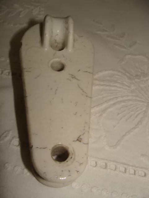 Ancien Isolant électrique En Porcelaine Marron - 9 Lignes - États-Unis - Vintage