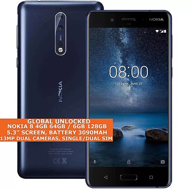 Nokia 8 TA-1004/1012 4/64gb 6/128gb Einzel / Dual SIM 5.3 " Fingerprint Android