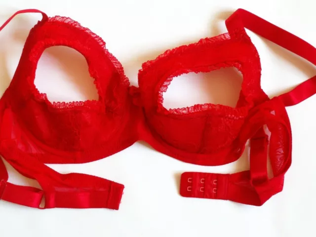 soutien gorge mamelons ouvert rouge érotique BH Büstenhalter Reggisemo   T95 100