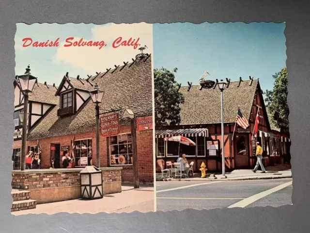 Vintage 60s 70s Danish Solvang California Postcard Unposted Town Denmark Vtg