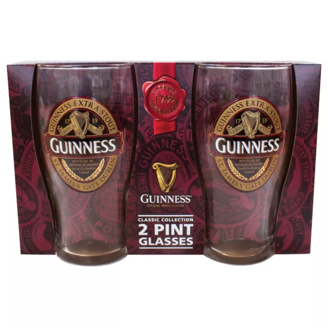 Guinness Ruby Red - 2 Pint Glass Pack - Gift - Man Cave