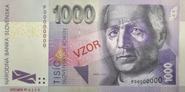 Slovakia 1000 Korun 2002 Specimen Banknote Unc, Very Scarce