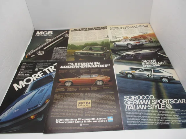 Vintage Car Magazine Ads MGB BMW Porsche 924 TR7 Triumph Etc