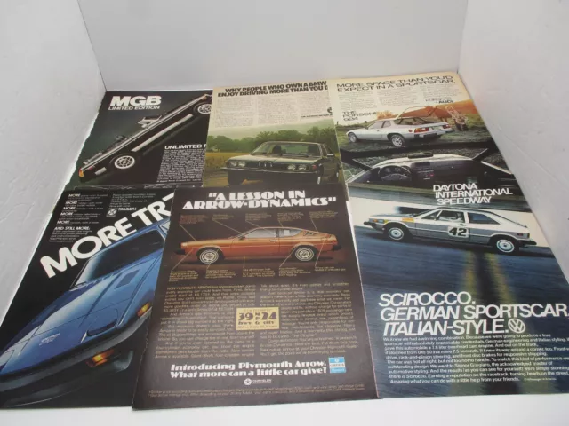 Vintage Car Magazine Ads MGB BMW Porsche 924 TR7 Triumph Etc