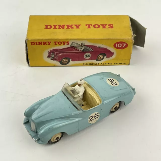 Vintage Boxed Dinky Toys No 107 Sunbeam Alpine Sports Blue