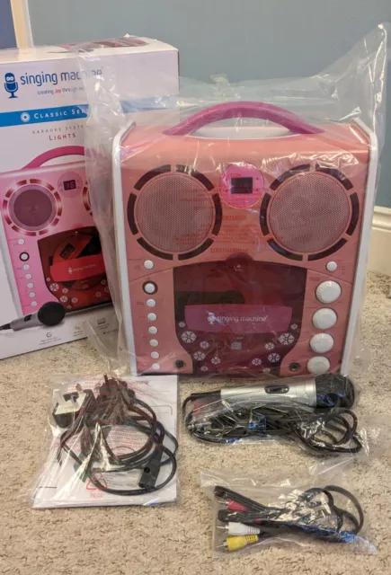 Singing Karaoke Machine CD Player Pink SML-383P 1 Microphone With Box Girls Kid