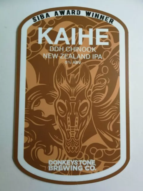 DONKEYSTONE brewery KAIHE beer badge real ale pump clip front Manchester