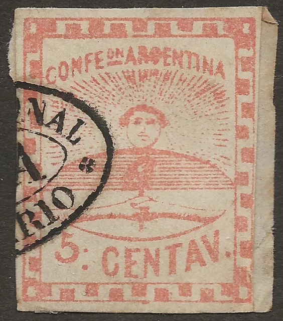 Argentina 1858 Coat Of Arms SC1 (Face Value in Small Numbers) on paper Used