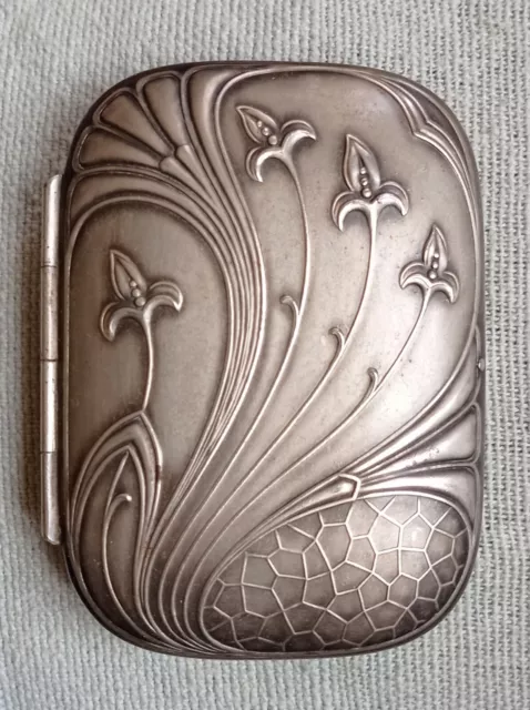 Ancien Etui à Cigarettes Art Nouveau Métal Argenté 1900