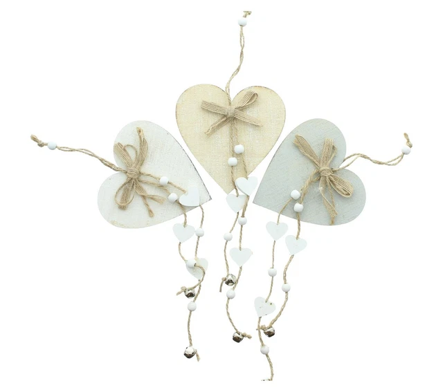 Salvare Set 2x Pendaglio a Cuore " Natura ",3er Decorazione,Haengedeko Con Bell 4