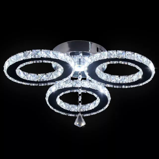 Modern Crystal Flush Mount Ceiling Light LED Chandelier for Bedroom Kitchen