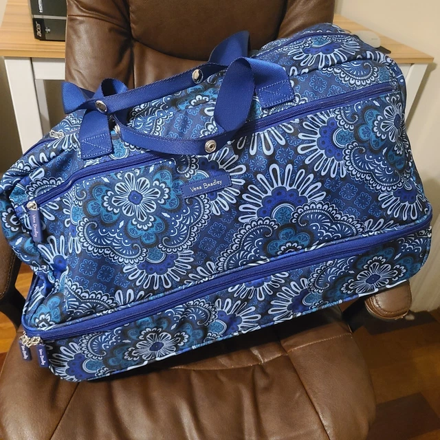 Vera Bradley Carry On Luggage Rolling Duffel Bag Overnight Weekend Blue Paisley