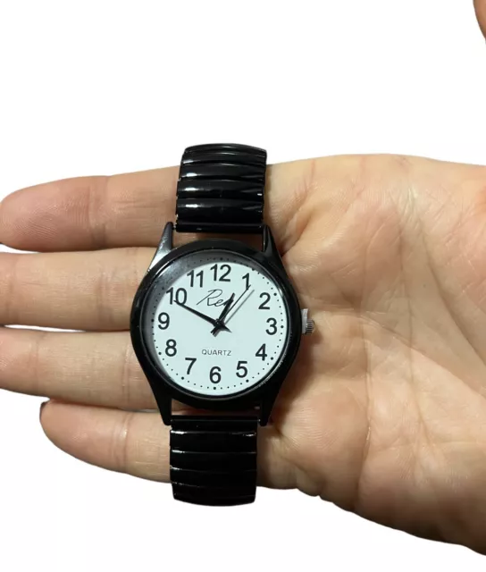 Orologio Da Polso Con Cinturino Elastico In Metallo Nero Oro Bianco Uomo Donna