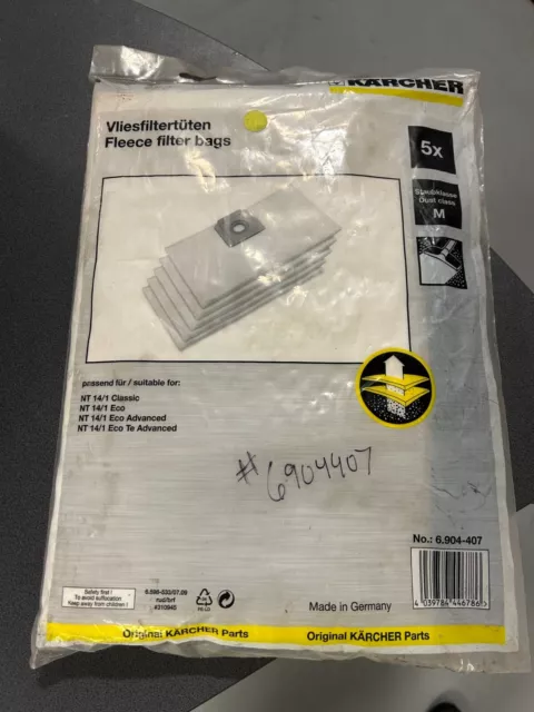 Karcher Vacuum Filter Bags for NT 14/1 69044070 6.904-407.0 NEW!