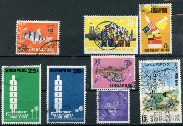 Singapore QEII 1966-70 various sg85.91,109,118/20,123,128  - Good to FU