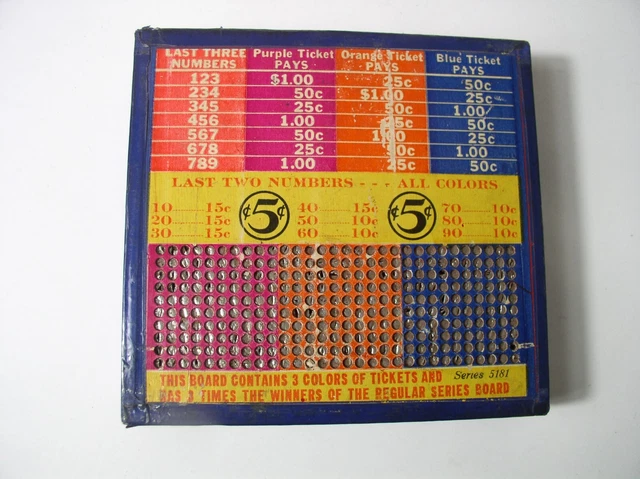 Vintage Gambling Lottery Punch Board 5 Cents Series 5181