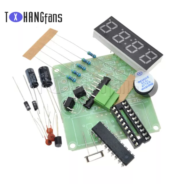 4 Bits Digital AT89C2051 Electronic Clock Production Suit Set DIY Kit ATF