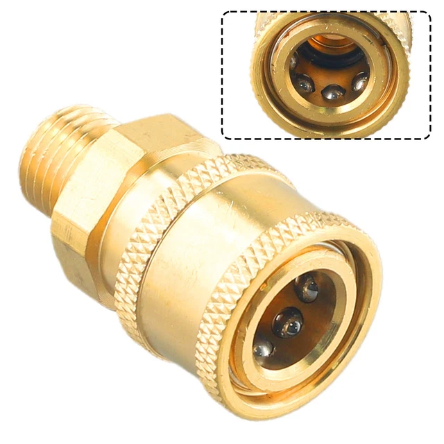 Adaptateur Coupleur Laiton 1/4" F Vers M22 - Joint Mousse - Pour Haute Pression Eau
