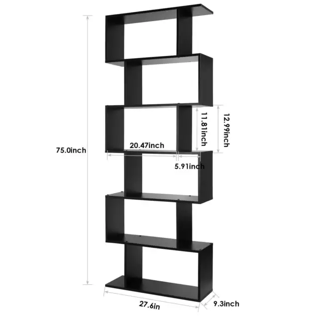 Homfa Geometric Bookcase Wooden Wood S Shape Storage Display Unit Bookcase Books 3