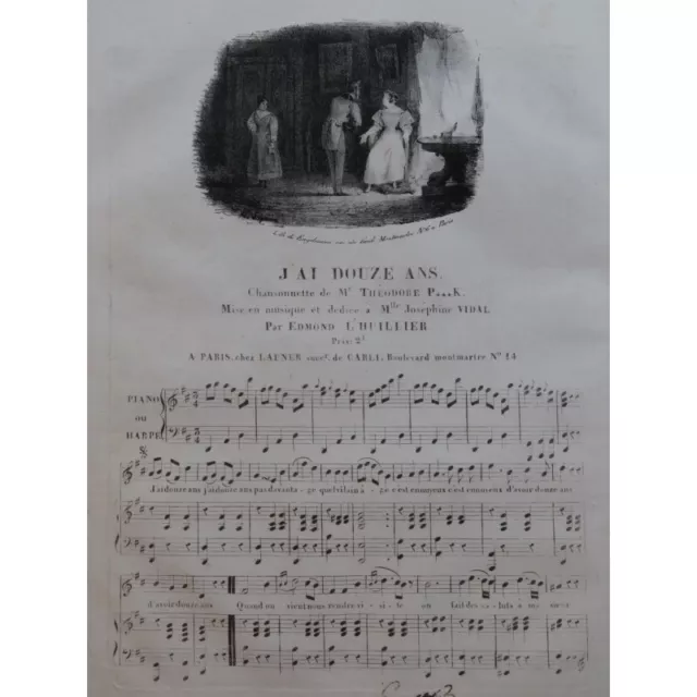 L'HUILLIER Edmond J'ai douze ans Chant Piano ou Harpe ca1820