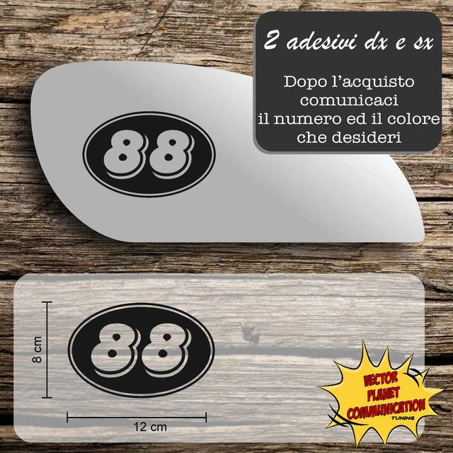 2 adesivi numeri moto cafe racer old style serbatoio a1036