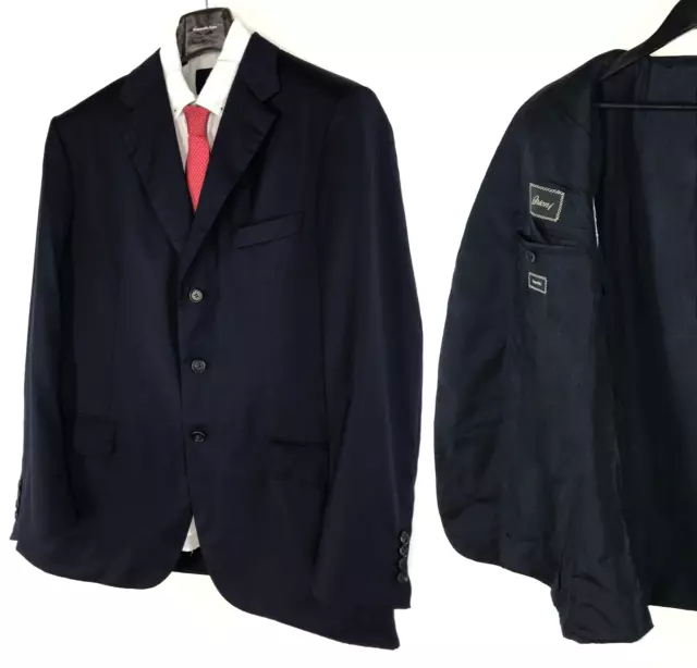 Men's Brioni Parlamento Blazer Navy Super 150 Wool Sport Jacket Coat Size 54 R