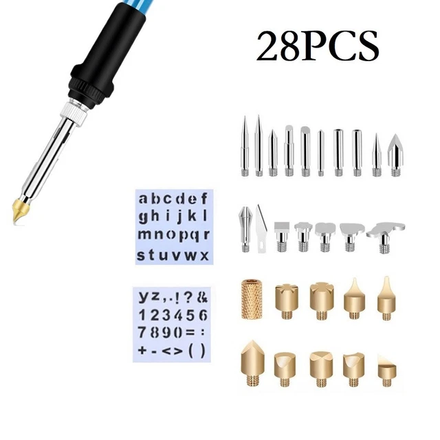 28pcs Electric Soldering Iron Tips Head Wood Burning Pen Art Leather Engraving