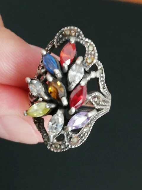 Bague Ancienne Femme Argent 925 – Torsadée Ajourée – Taille 54