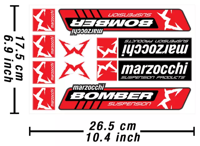 Marzocchi Bomber Decals Autocollants Heavy Duty Vinyl Autocollant Aufkleber /586