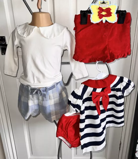 pacchetto vestiti ragazze età 18-24 mesi. 4 articoli con clip per capelli nuove di zecca, pfct.