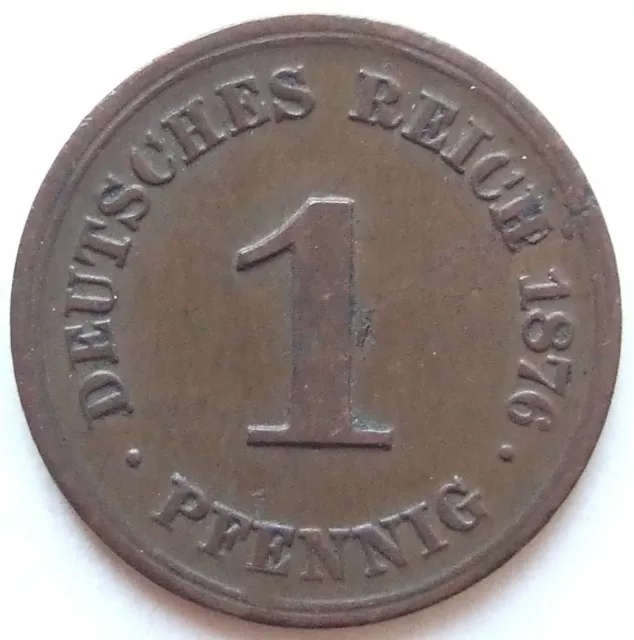Moneta Reich Tedesco Impero Tedesco 1 Pfennig 1876 H IN Quasi Extremely fine