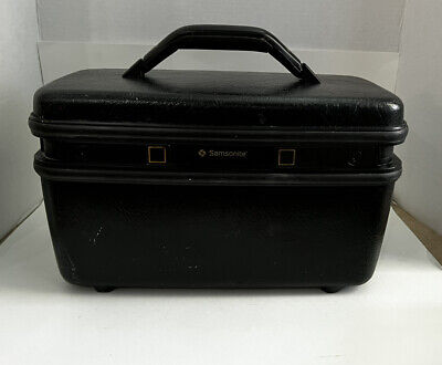 VTG Samsonite Luggage  Train Make up Suitcase Travel   With 2 Keys Black READ