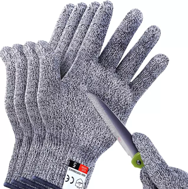 4 Pares M+L Guantes Resistentes al Corte Nivel 5 para Cocina Mejora la Seguridad