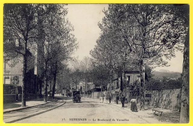 cpa 92 - SURESNES (Hauts de Seine) Le Boulevard de VERSAILLES Animé Automobile