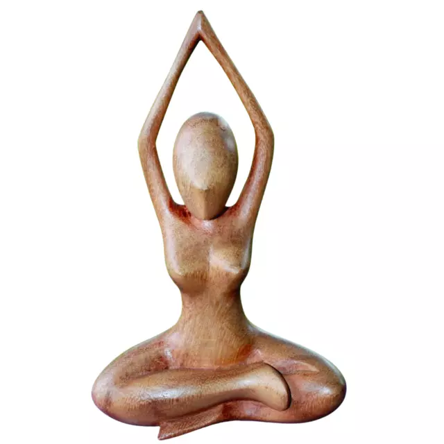 Meditating Yoga Statue Lotus Pose Asana handmade Wood Carving Balinese Art