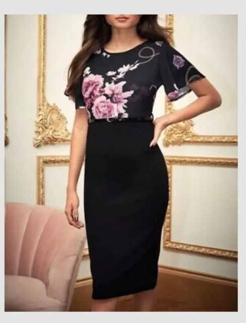 LIPSY CHAIN FLORAL 2 In 1 Belted Dress Size 10 14.99 PicClick UK